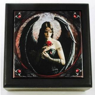 " Dark Angel " Art Tile Jewelry/trinket/keepsake Goth Altar Box Anne Stokes