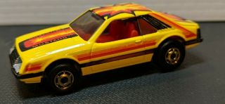 Hot Wheels 1979 Yellow Turbo Mustang Gt Fox Body Gold Rims Blackwall Read