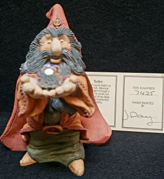World Of Krystonia L.  Turfen Wizard Figurine Made In England.  With Crystal