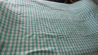 Vintage Cotton Tablecloth Aqua,  White Picnic Plaid 54 " X108 "