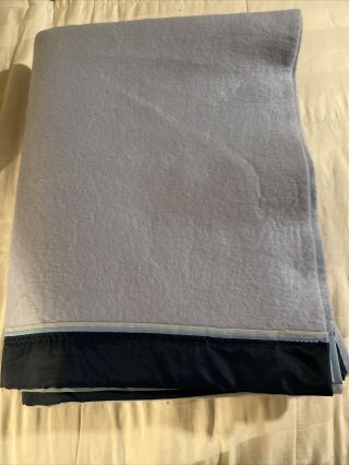 Vintage Chatham Acrylic Blanket Nylon Trim Lite Blue 65 X 90” Twin Size