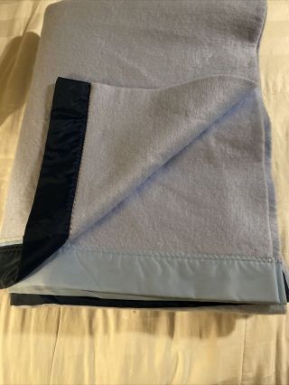 Vintage Chatham Acrylic Blanket Nylon Trim Lite Blue 65 X 90” Twin Size 3