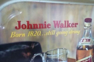 VINTAGE JOHNNIE WALKER SCOTCH WHISKEY TIN SIGN DRINKS TRAY BAR DECOR 3