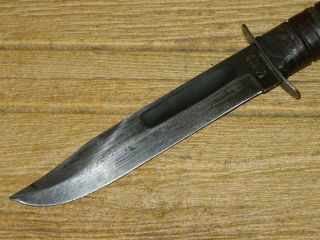 Early WWII USMC KA - BAR Fighting Knife with Leather Scabbard 3