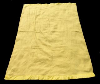 Vintage 70s Yellow Gold Thermal Weave Acrylic Blanket Satin Edge Waffle Queen