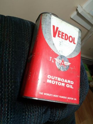 Vintage Veedol Outboard Motor Oil Quart Can