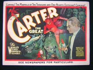 Carter The Great Vintage Stone Litho Poster Brochure Circa 1926