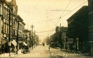 1910 Rppc Postcard Canton Ohio Tuscurararus From Public Square 2 Inner Urbans