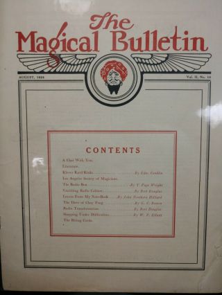 Thayer Magic - The Magical Bulletin 1924 Vol Ii No 10 Contents