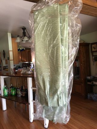 1 Pair Vintage Green Pinch Pleat Drapes - 72 " Long Dry - Cleaned And Ready To Hang