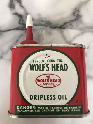 Wolf’s Head Oil Dripless Oil 4oz Handy Oiler Nos