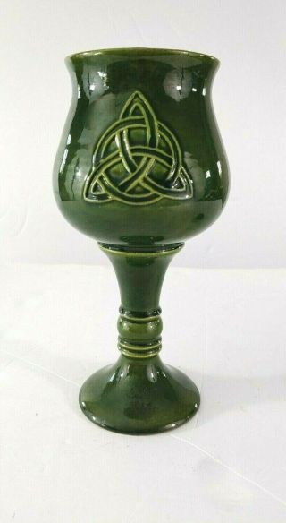 Celtic Trinity Knot Ceramic Scandinavian/celtic Chalice Cup Vessel Vase Green