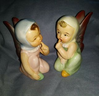 2 Maruri Shhh Baby Fairies W/ Butterfly Wings Figurines,  Made In Japan