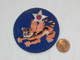 Scarce Ww2 Us Aaf 14th Air Force Flying Tiger Patch Silk Chinese Made China Cbi