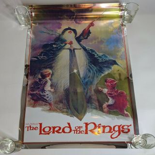 Lord Of The Rings Gandalf 1978 Poster On Silver Foil 21 " X30 " Rare