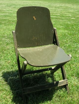 Ww2 Wwii U.  S.  Army Folding Wood Chair Stamped U.  S.  American Seating Co.