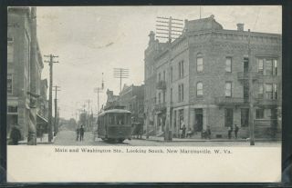 Wv Martinsville Litho 1908 Main & Washington Street Trolley By Ottenheimer