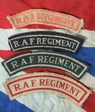 Wwii Raf Royal Air Force Regiment Shoulder Titles Printed & Embroidered