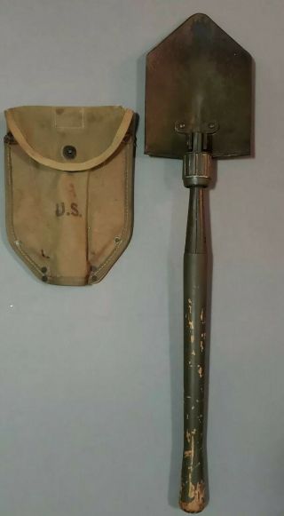 Wwii Us Army Entrenching Tool Folding Shovel & Cover B.  A.  B.  Co.  1943 - Field Gear
