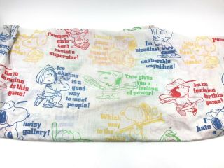 Vtg Snoopy Twin Fitted Sheet Cutter Fabric Repurpose Charlie Brown Sport Peanuts