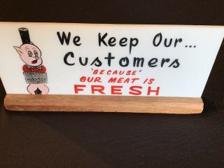 50’s 60’ Vintage Butcher Meat Counter Grocery Advertising Sign Hard Plastic