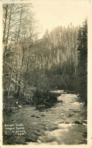 Oregon Caves Sucker Creek Highway 202 1920s Rppc Photo Postcard 20 - 7032