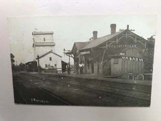Rppc - Wolcottville In - Wabash Railroad Station - Train Depot - Indiana - Ind - Real Photo