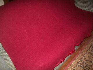 Vtg Cutter American Woolen Co Cranberry Red Wool Blanket 66 " X78 " Camp/distressed