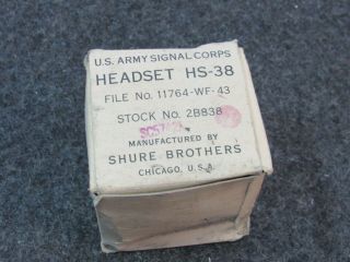 Head Set Hs - 38 Nos Wwii Military Army Air Corps For Flight Helmet (t31)