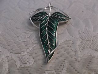 Sterling Silver Green Enamel Ivy Pin/pendant From Lord Of The Rings