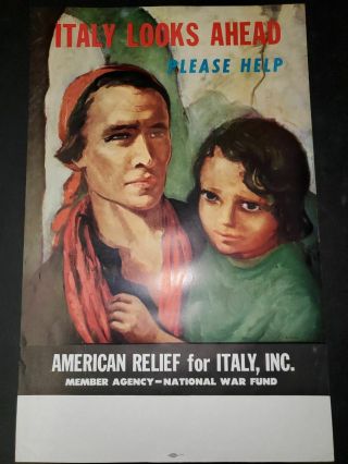Wwii Us Homefront American Relief For Italy Poster