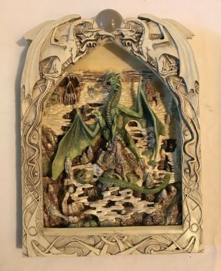 Dragon Of The Mystic Realm Franklin Wall Plaque With Crystal Ball Signed