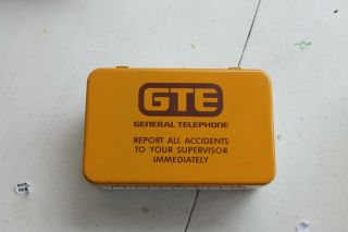 Gte General Telephone Vintage First Aid Kit - Metal Box With Contents Hj36