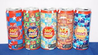 5 Different Coca - Cola 360° Test Cans 330ml Sticker Label,  No Country