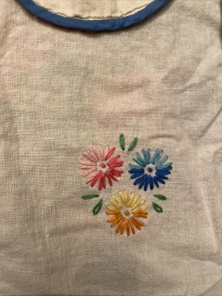 Vintage Pin On Apron Hand Embroidered Southern Belle Lady Flowers Cottage Shabby 3