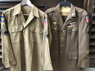 U.  S.  Ww2 Uniform Grouping Jacket Cbi Gunner Wings Id’d