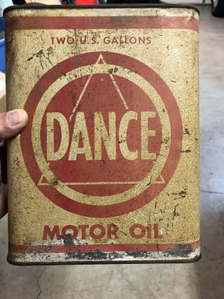 Vintage 2 Gallon Dance Oil Pa Oh Mi Ky In Gasoline Oil Advertising Metal Can