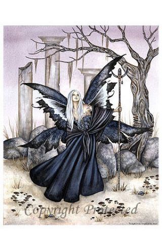 Amy Brown Print Twilight In The Temple Of The Moon Goth Fairy Faery Wicca Witch