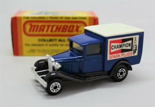 " Matchbox Superfast No38 Ford Model A Champion Van With " Clear Glass " Mib