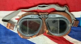 Wwii Raf Mk.  Viii Flight Goggles Royal Air Force,  Am Marked 22c/930