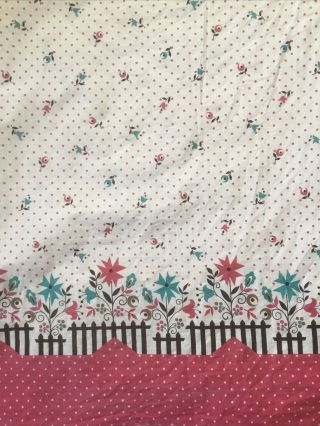 1950s Vintage Cotton Border Print Fabric 3 Yards Polka Dot