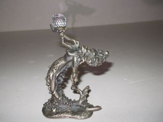 Wapw Roger Gibbons The Siren Mermaid Pewter Figurine W/ Crystal Great Britain