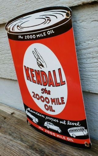 Vintage Old Kendall Motor Oil Can Gasoline Porcelain Dealer Advertising Sign