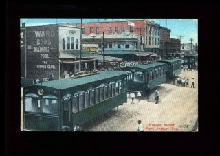 Pc Port Arthur Traction Co.  Cars Along Proctor St.  At Port Arthur,  Texas,  1910s.