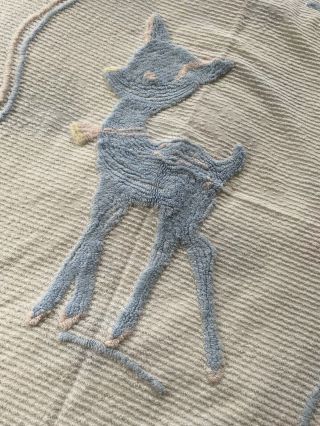 Vintage Chenille Baby Blanket Fawn Deer Crib Blanket