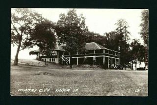 Vinton Iowa Ia C1925 - 30s Rppc Old Country Club House Building,  Model A Out Back