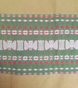 Vintage Hand Woven Cotton Fabric Yardage Bat Pattern Novelty Print Andean Andes