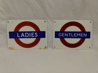 Vintage Pair Porcelain Restroom Sign Men Women Gas Station Ladies Gentlemen