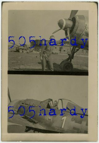 Wwii Us Gi Photo Us Captured German Fw 190 Marked 1 On Airfield Wels Austria 1