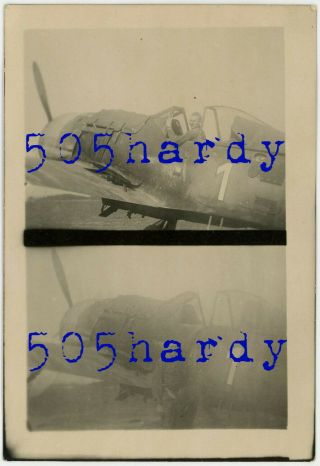 Wwii Us Gi Photo Us Captured German Fw 190 Marked 1 On Airfield Wels Austria 2